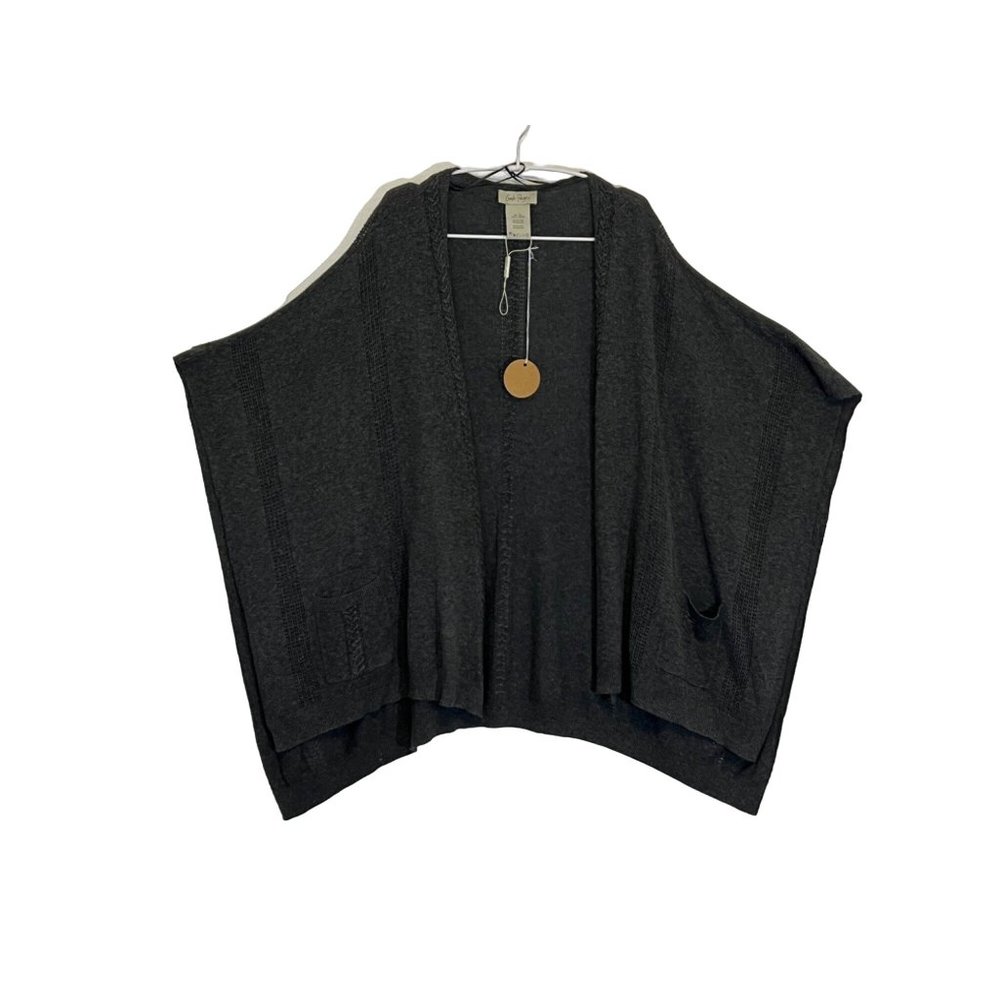 Charlie Page Woman's One Size Gray Crochet Poncho Ruana Wrap